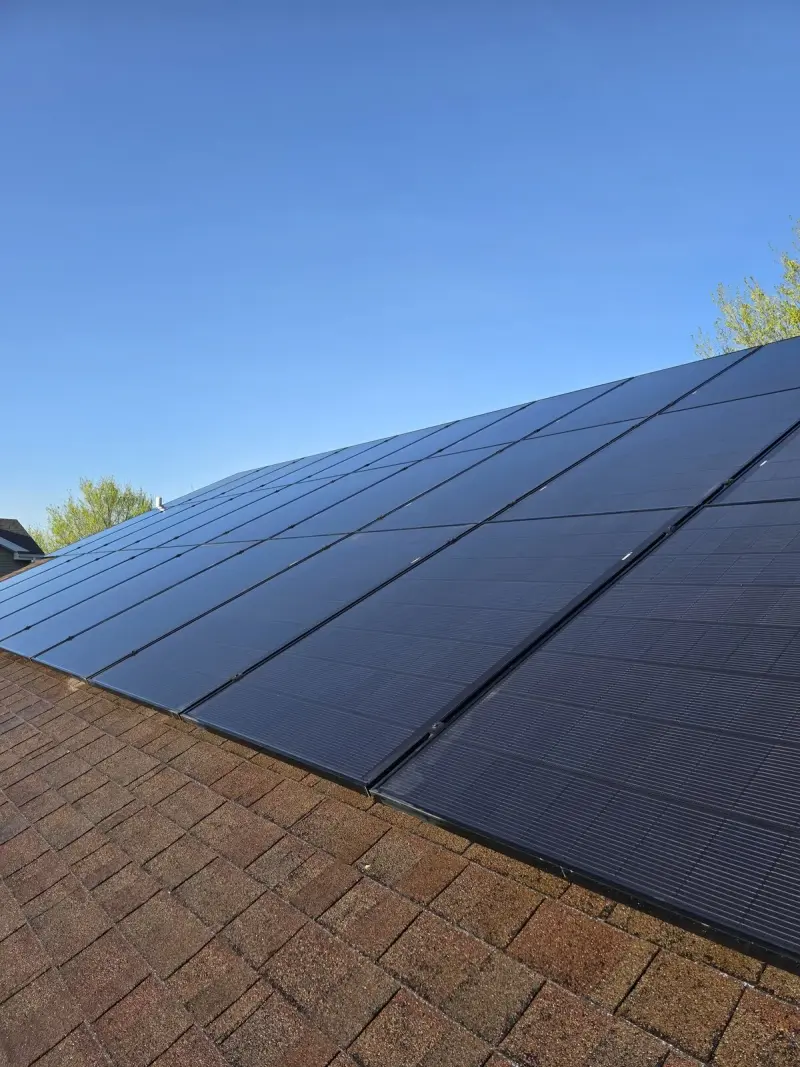 Same Madison WI solar panels the day after I cleaned them, visibly reflective and free of soiling