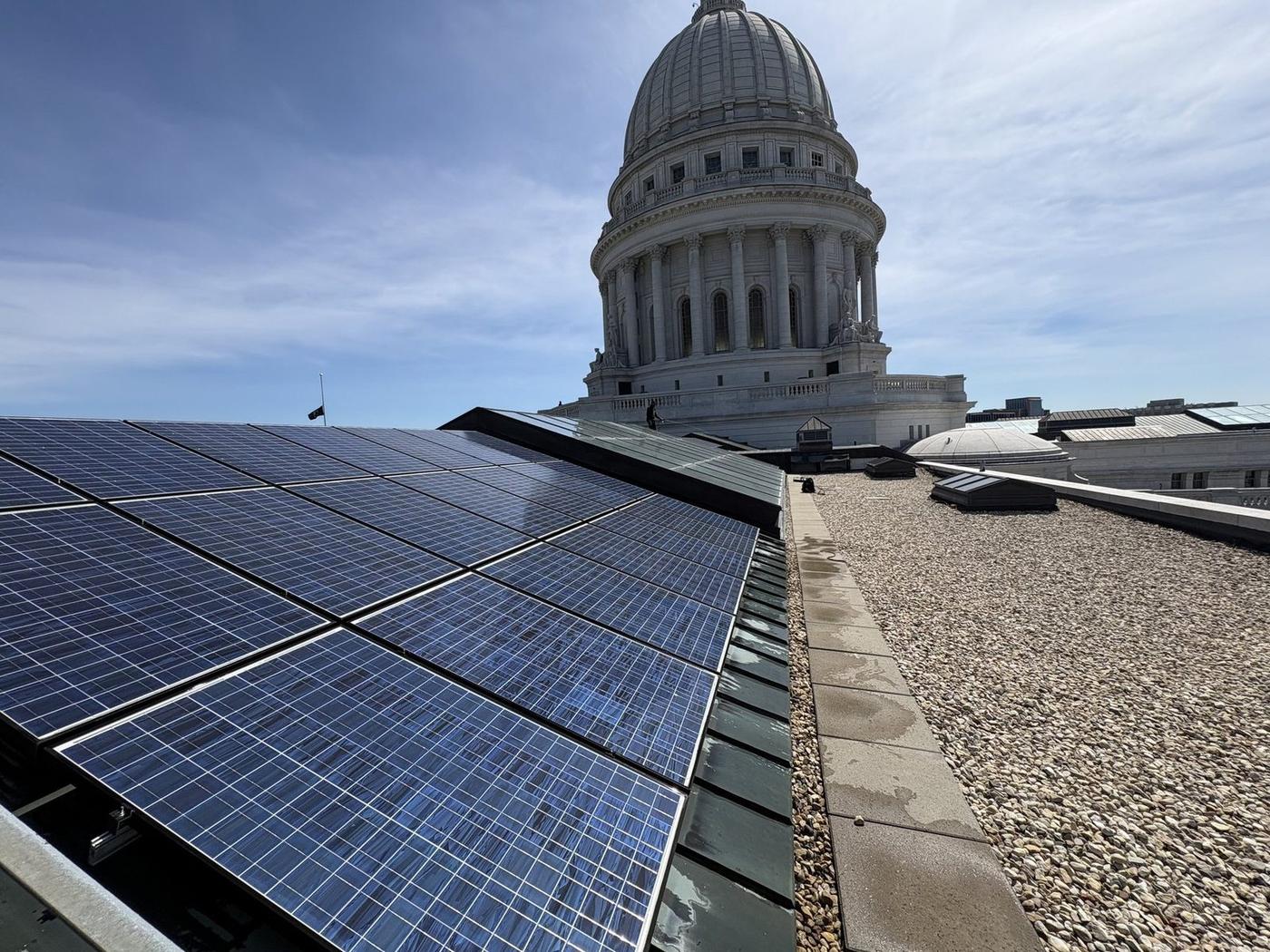 Wisconsin State Capitol rooftop solar array — cleaned by Solar Alchemist